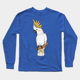 Sulphur-crested cockatoo bird cartoon illustration Long Sleeve T-Shirt